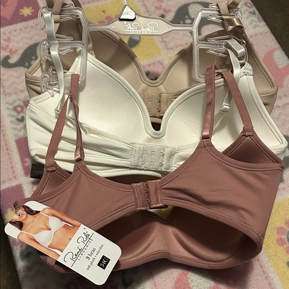 Rene Rofe Women's Bra Trio - Cream, White, Tan - Picture 6 of 8